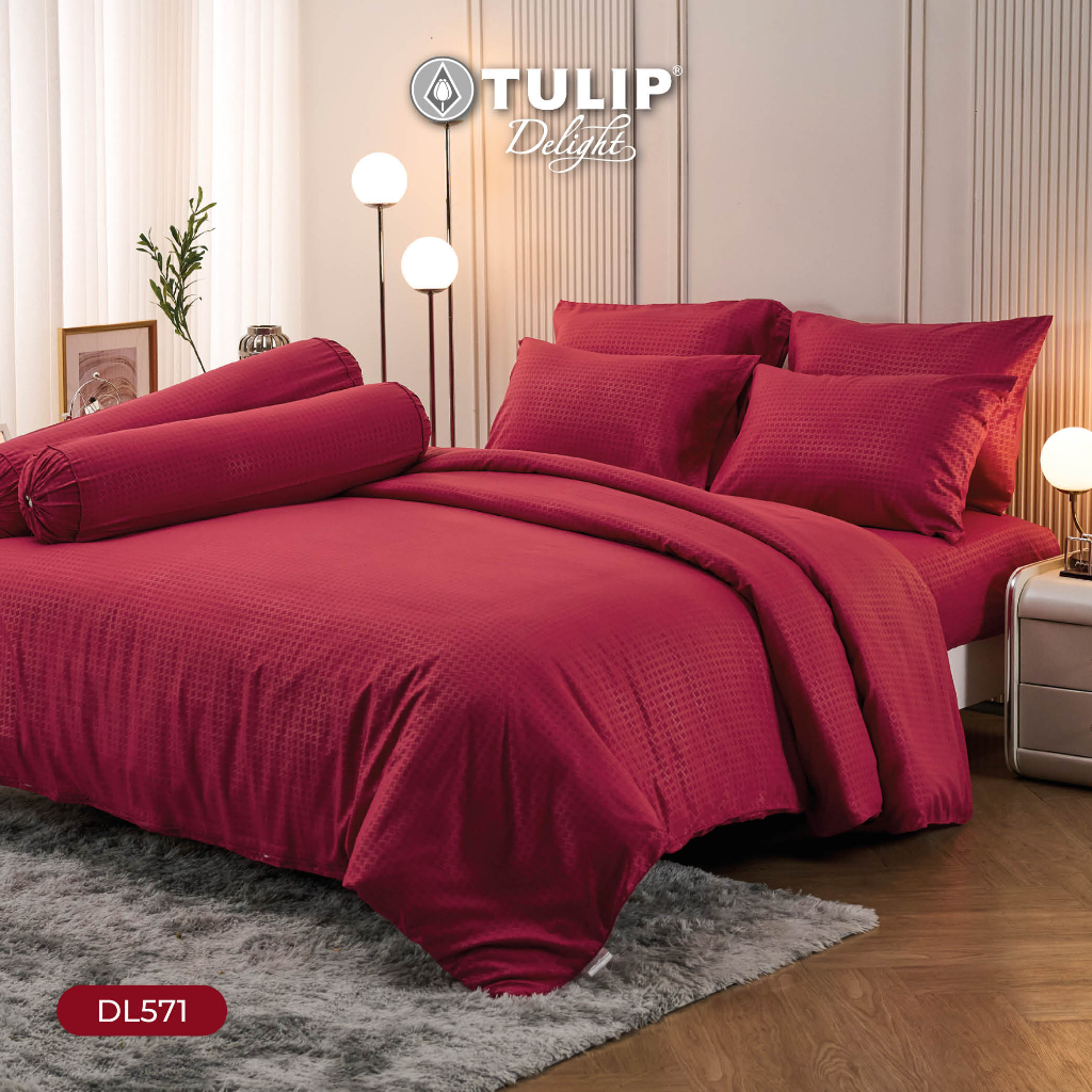 TULIP Delight สีพื้นอัดลาย DL571 ชุดผ้าปูที่นอน ผ้าปูที่นอน ผ้าห่มนวม มีลายนูนเบาๆ บนเนื้อผ้าสัมผัสได้