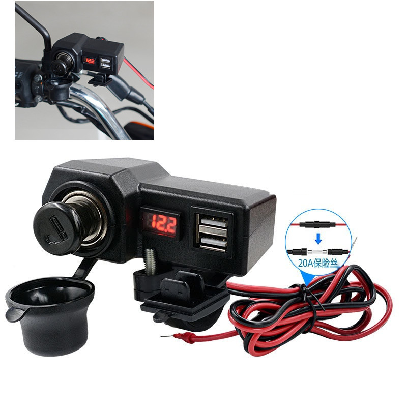 ที่ชาร์จ usb ติดมอเตอร์ไซค์ Motorcycle charger ติดมอเตอร์ไซค์ USB Charger 3.1A USB charger Voltmeter