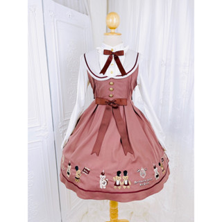 🧸🧸Antique Bear Parade Lolita Dress by Amavel (Color : Mocha)🧸🧸