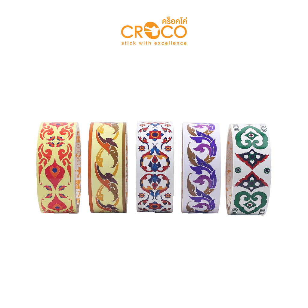 CROCO สติ๊กเกอร์พื้นขาว ลายไทย 36มม. x 5เมตร