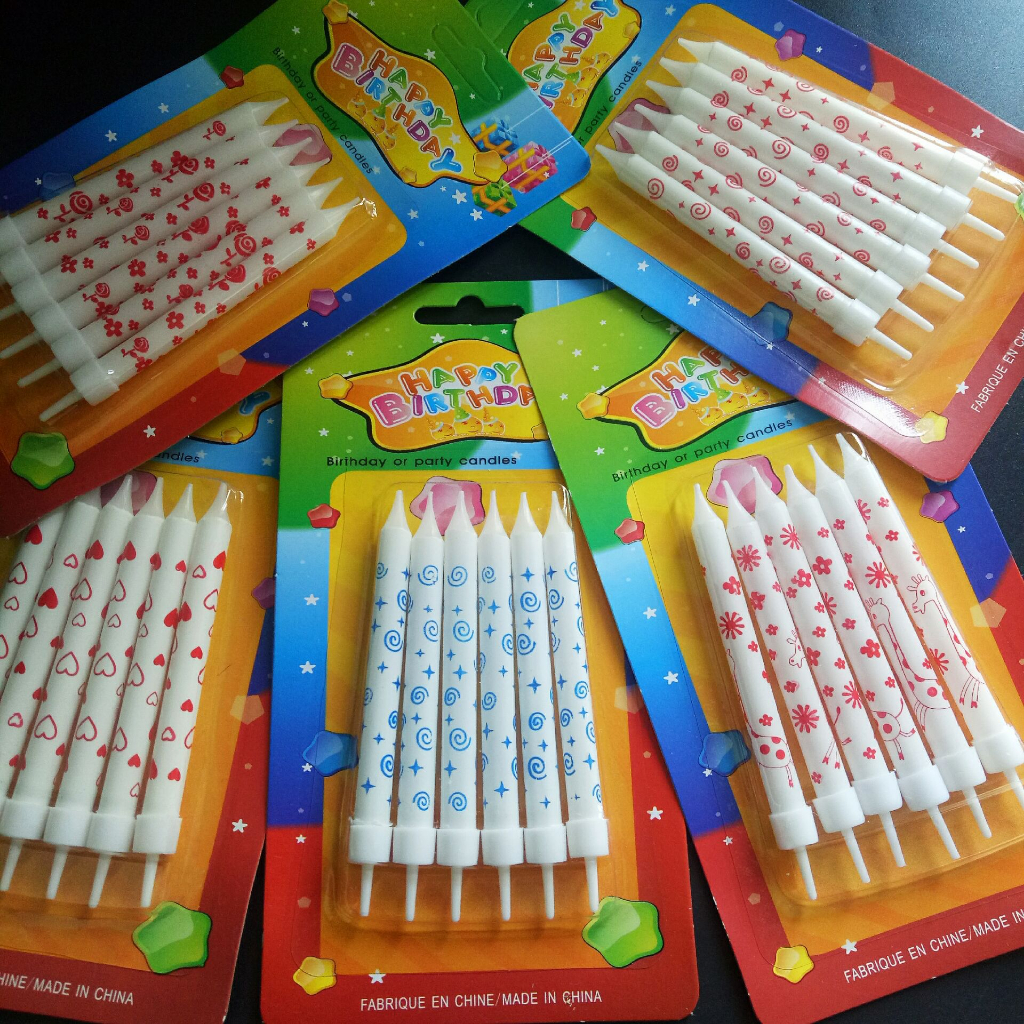 P18 เทียนปักเค้ก พิืมพ์ลาย สินค้าพร้อมส่งในไทย
