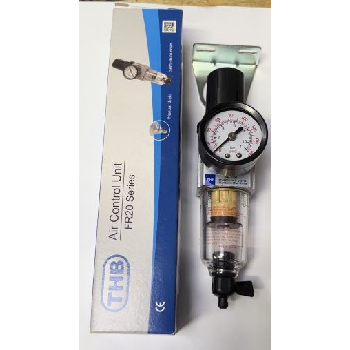 Air Filter + Regulator : FR202 (1/4") THB Made in Taiwan ตัวดักน้ำและตัวตั้งลมพร้อมเกจ์วัดแรงดัน