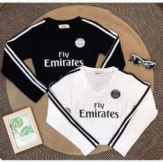 🚩🔝 เข้าใหม่ เสื้อครอปแขนยาว สายสปอร์ต fly emirates