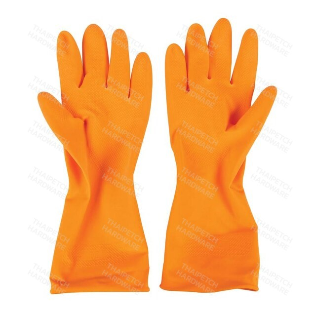 ถุงมือ ถุงมือยาง สีส้ม SWAN (สวอน) สำหรับทำความสะอาด ใช้งานได้อเนกประสงค์ ขนาด 8.1/2"