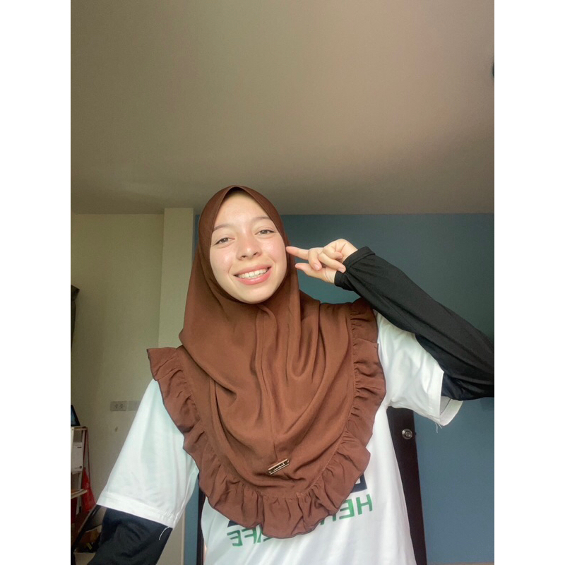 hijab ฮิญาบมินิกุ๊กไก่ ฮิญาบระบาย ผ้าคลุมผม