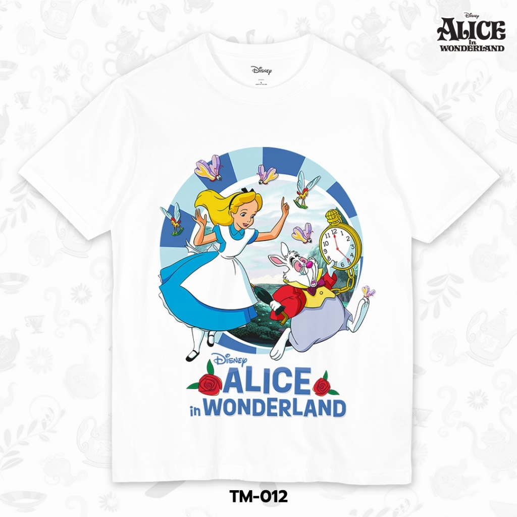 Power 7 Shop เสื้อยืดการ์ตูน "Alice And The White Rabbit" คอลเลคชั่น "Disney Classics" (TM-012)