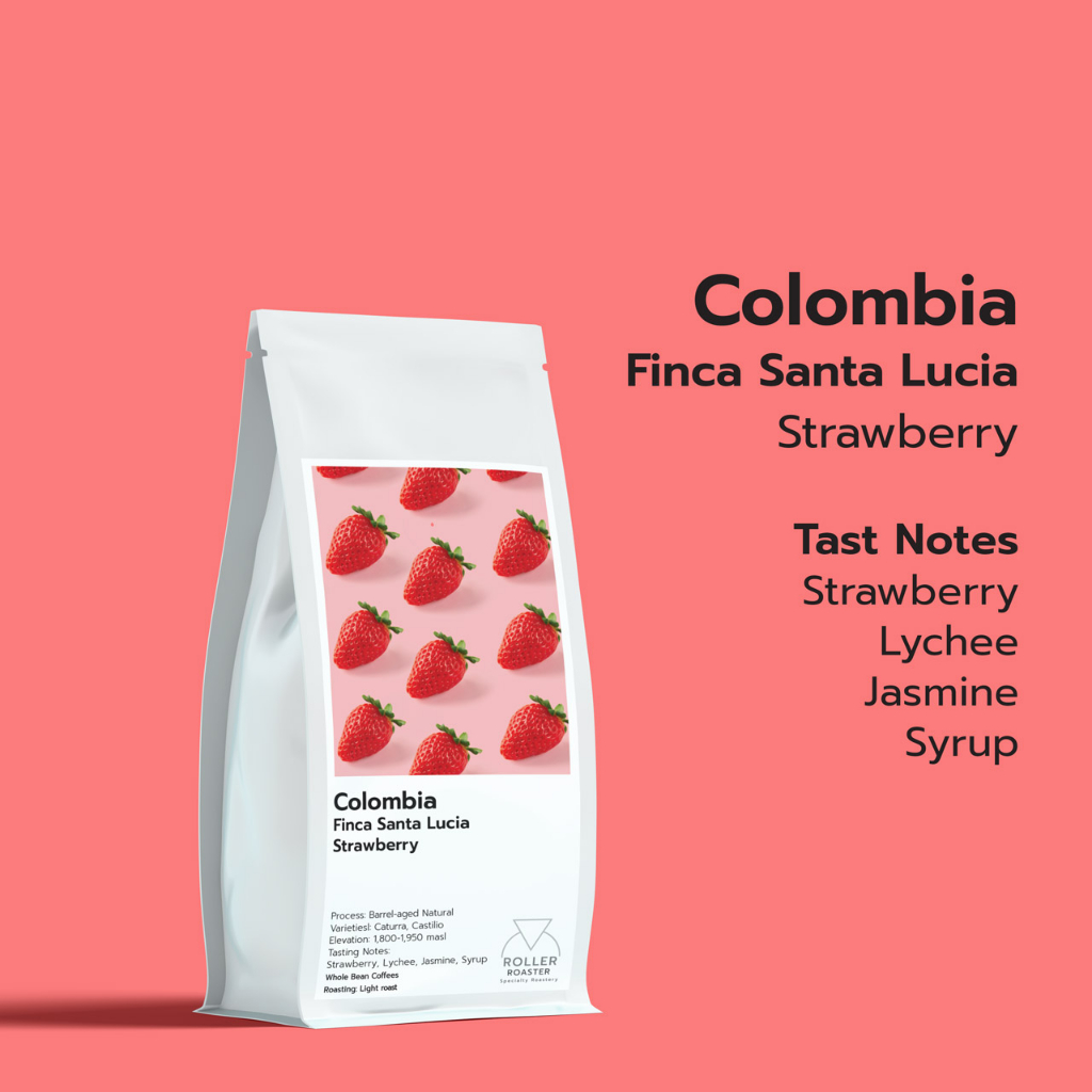 Colombia Finca Santa Lucia Strawberry เมล็ดกาแฟ คั่วอ่อน