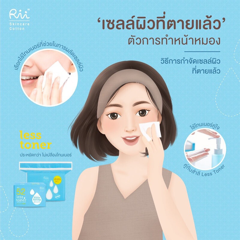 🔥ถูกสุด🔥Rii 52 Less Toner Cotton Pads 240แผ่น [Refill] สำลีแผ่น ริอิ รุ่นเลสโทนเนอร์ เบอร์ 52 บางแต่นุ่ม ประหยัดโทนเนอร์ - รูปที่ 4