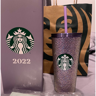 แก้ว Starbucks purple  rhinestone 16 oz สีม่วง ปี2022 ของแท้💯 ช็อปไทย พร้อมส่งค่ะ