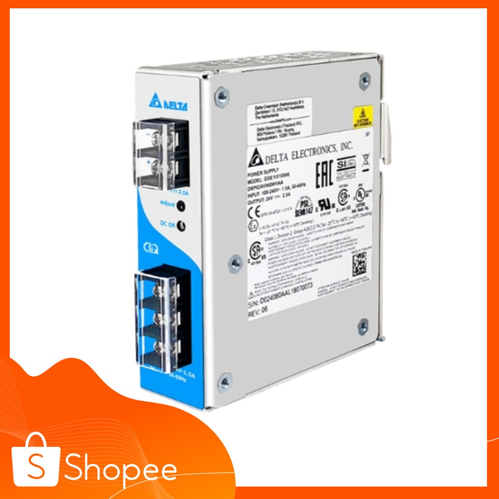 Delta Power Supply DRP024V060W1AA 24V/2.5A (60W) , Input 220 AC 1Phase