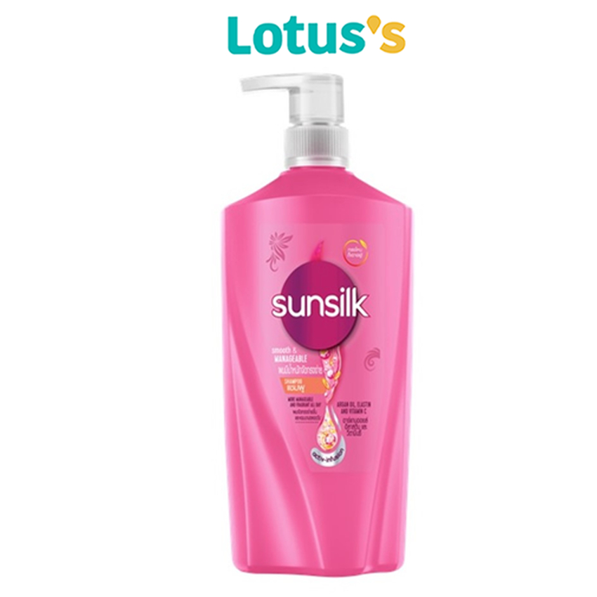 ซันซิล แชมพู สมูทแอนด์เมเนจ สูตรผมมีน้ำหนัก จัดทรงง่าย สีชมพู ขวดปั๊ม ขนาด 370 มล. SUNSILK SHAMPOO SMOOTH AND MANAGEABLE