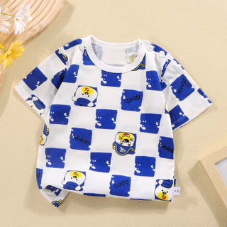 Babyonline(Y152)B3 (ส่งด่วน1วัน)เสื้อยืดคอกลมแขนสั้นลายการ์ตูน ผ้าฝ้าย ระบายอากาศ