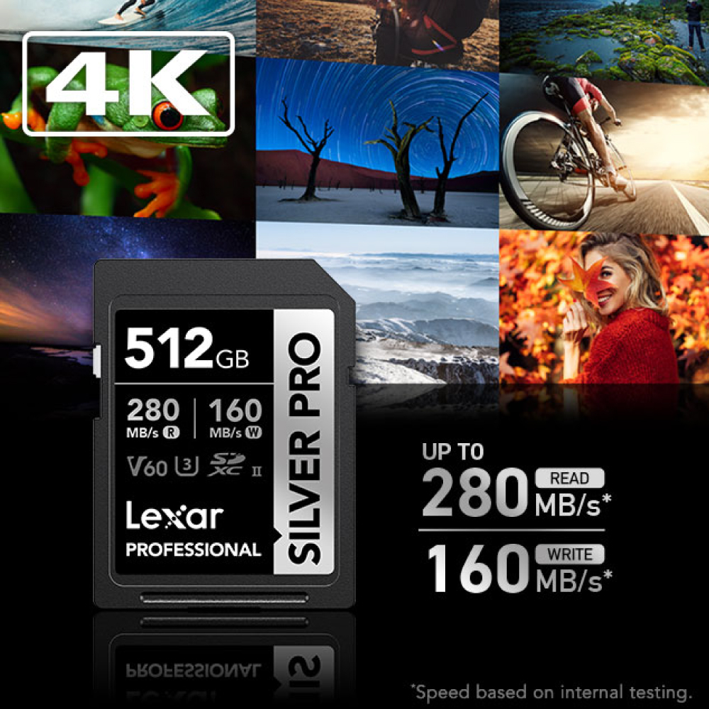 การ์ดหน่วยความจำ เอสดีการ์ด LEXAR SILVER PRO 64GB UHS-II U3 V60 SD CARD FULL-HD 3D 4K RW280/130MB/S (LSDSIPR064G)_3