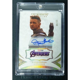 การ์ด 2021 Upper Deck Marvel Black Diamond Hawkeye Jeremy Renner Exquisite Auto /35 , การ์ดลายเซ็นต์ นักแสดง