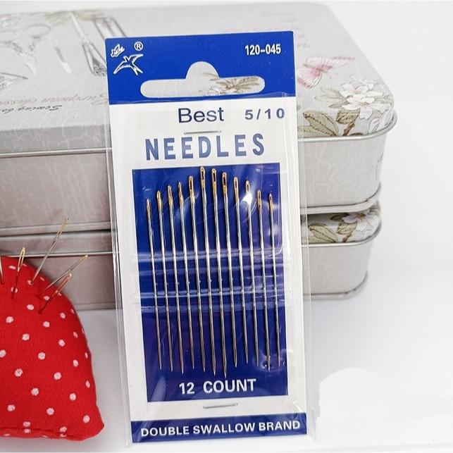 เข็มปักผ้า เข็มเย็บผ้า หัวทอง เบอร์ 5-10 บรรจุ 12 เล่ม