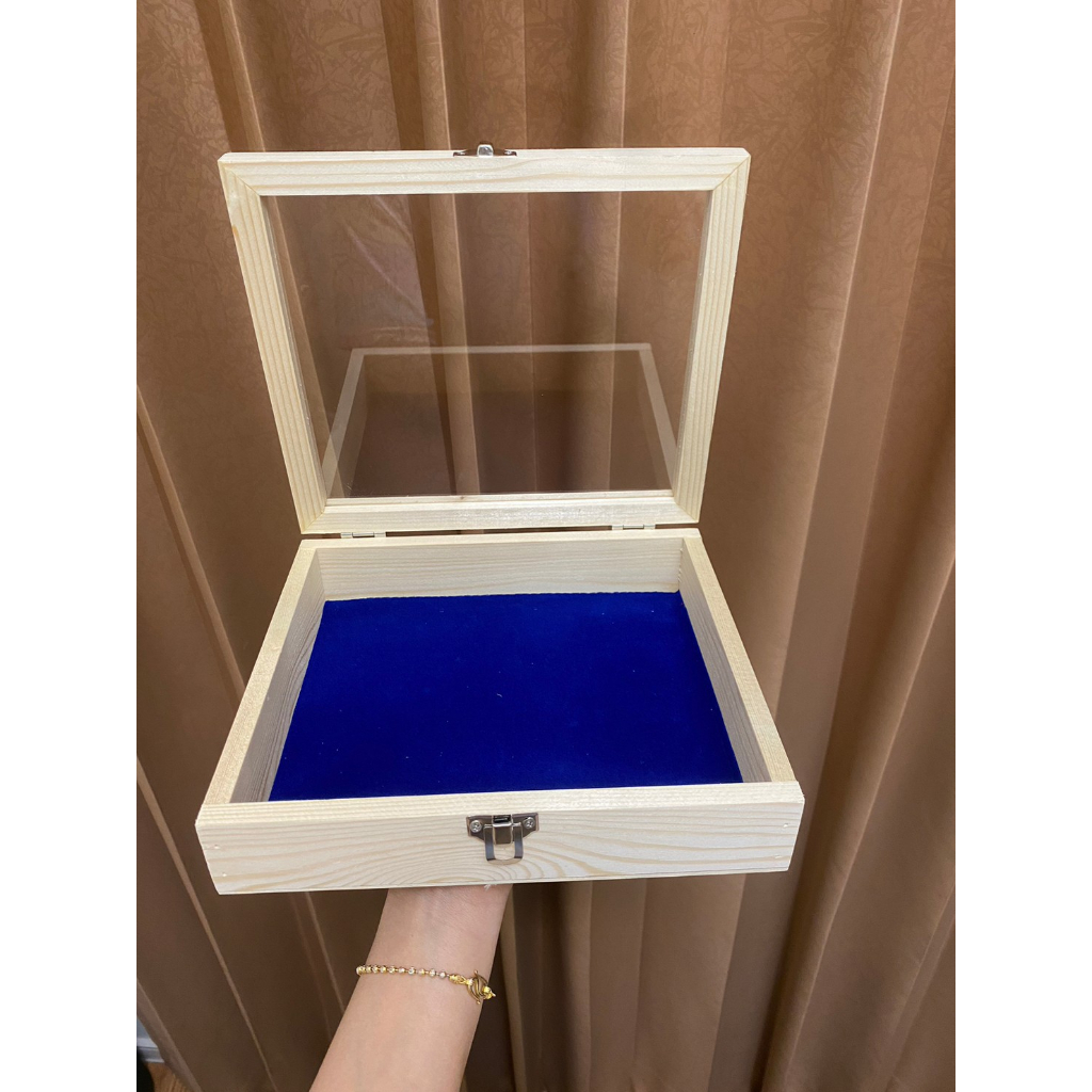 กล่องไม้สน ปูพืนกำมะหยี่ ขนาด 7x9x3 นิ้ว - รูปที่ 2