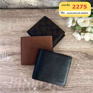 {แท้💯%📮พร้อมส่ง+ส่งฟรี} กระเป๋าตังค์ชายมีไส้กลาง C. Compact ID Wallet