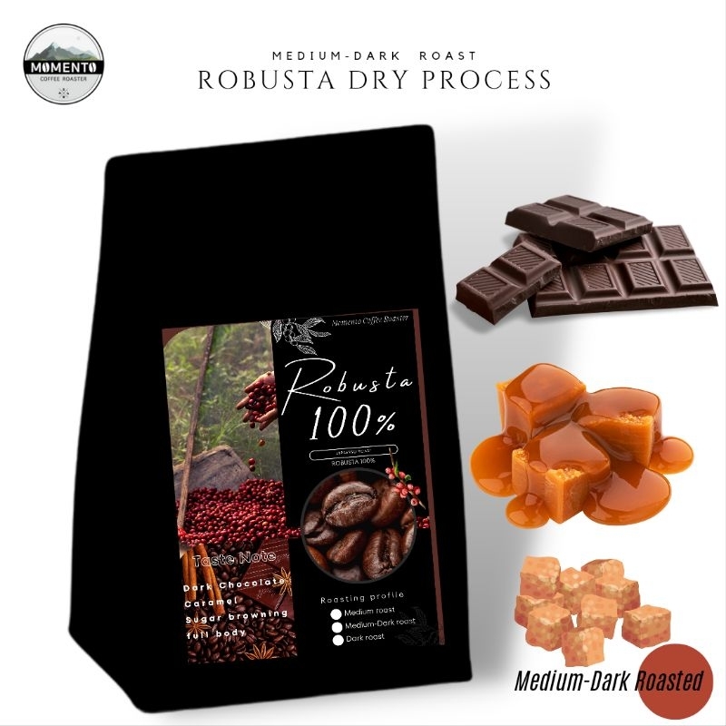 Robusta ล้วน 500 กรัม เมล็ดกาแฟโรบัสต้าระนอง คั่วกลาง-เข้ม