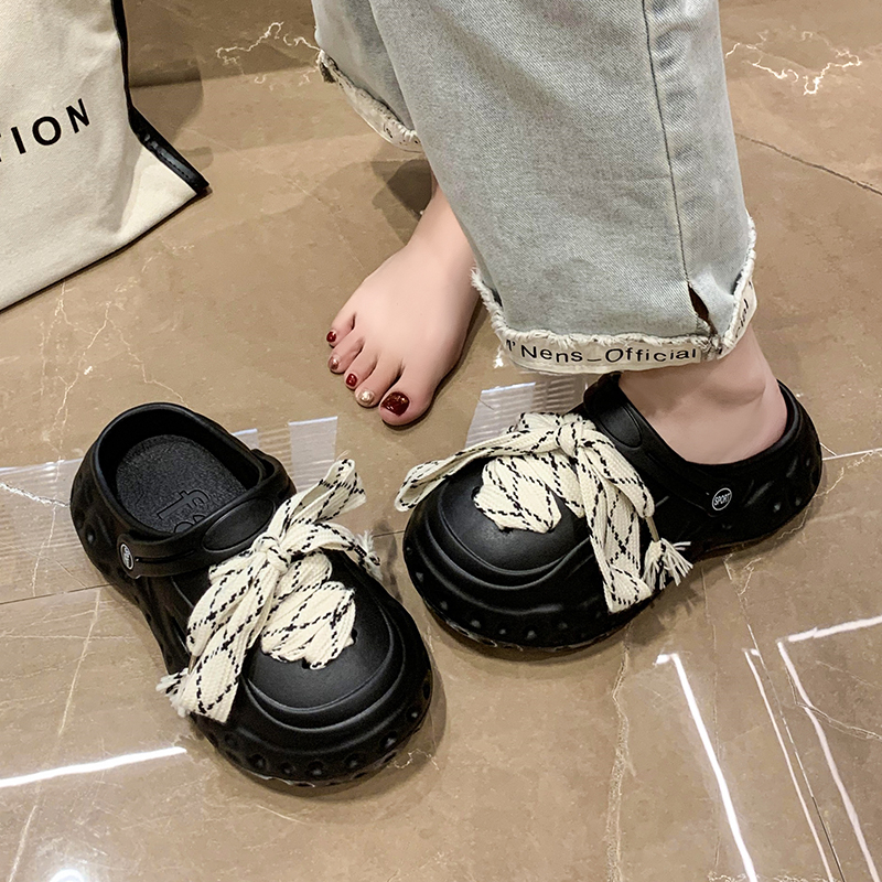 LGShoes รองเท้าหัวโต งานดีพร้อมส่ง วัสดุดีมากน้ำหนักเบา มาพร้อมเชือกผูกแบบสับๆ น่ารักมาก สีคุ้มโทน สุด ขาว ดำ แมทง่าย