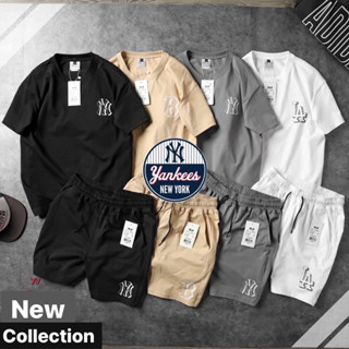 MLB YANKEES UNISEX SET 🇰🇷 เสื้อยืด + กางเกงขาสั้น NY Cotton 💯 ส่งไว จากไทย🇹🇭