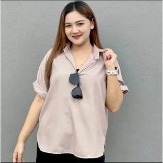 เสื้อเชิ้ตแขนสั้น ผ้าคอตตอน ฟรีไซส์/โอเวอร์ไซส์