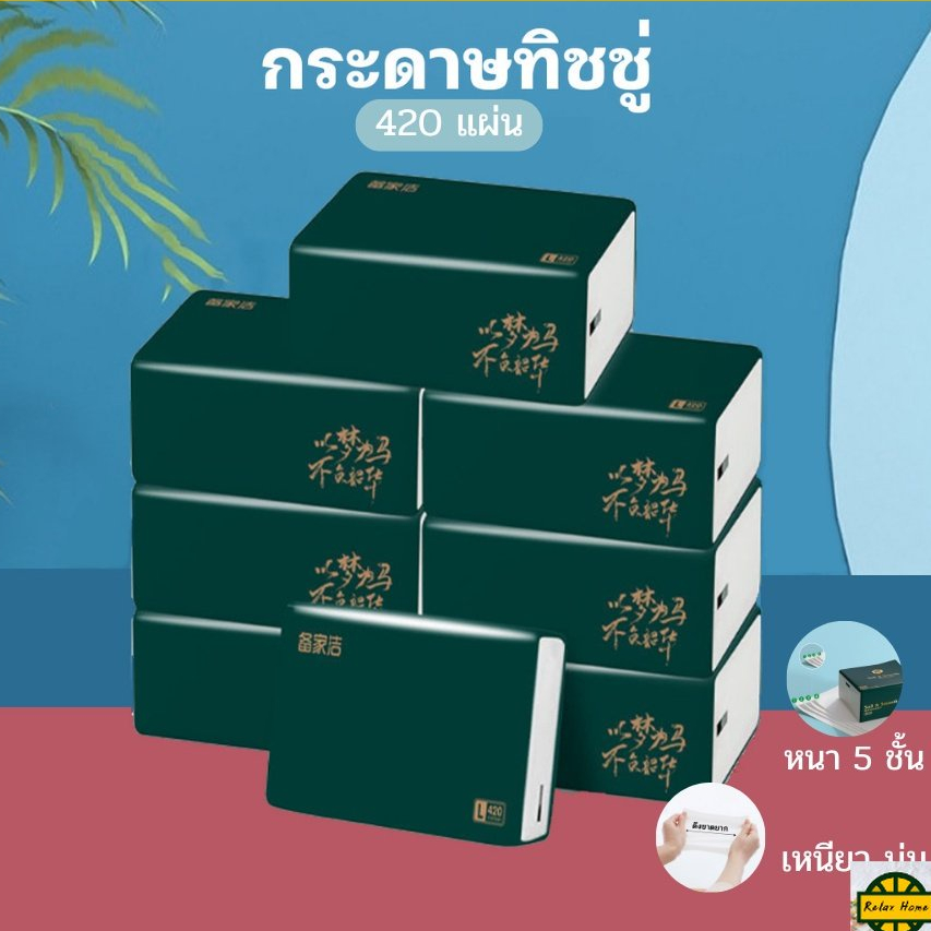 R0440 กระดาษทิชชู่ กระดาษชำระ กระดาษเช็ดหน้า หนา 4 ชั้น 1ห่อ240 แผ่น เหนียวขาดยาก นุ่มคุณภาพดี