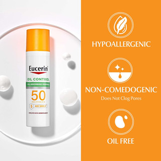 กันแดดคุมมัน Eucerin , Oil Control , Lightweight Sunscreen Lotion for face , SPF 50 (75ml)