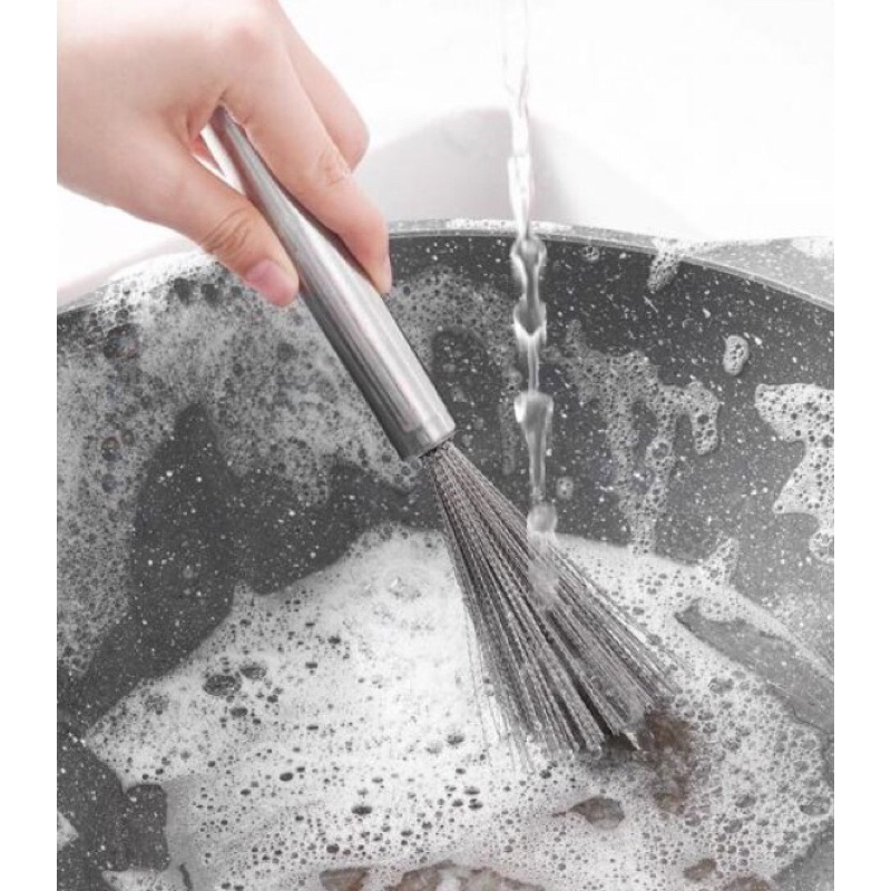 แปรงลวดสแตนเลส แปรงขัดกระทะ สำหรับทำความสะอาดกระทะ หม้อ Wire brush Stainless steel