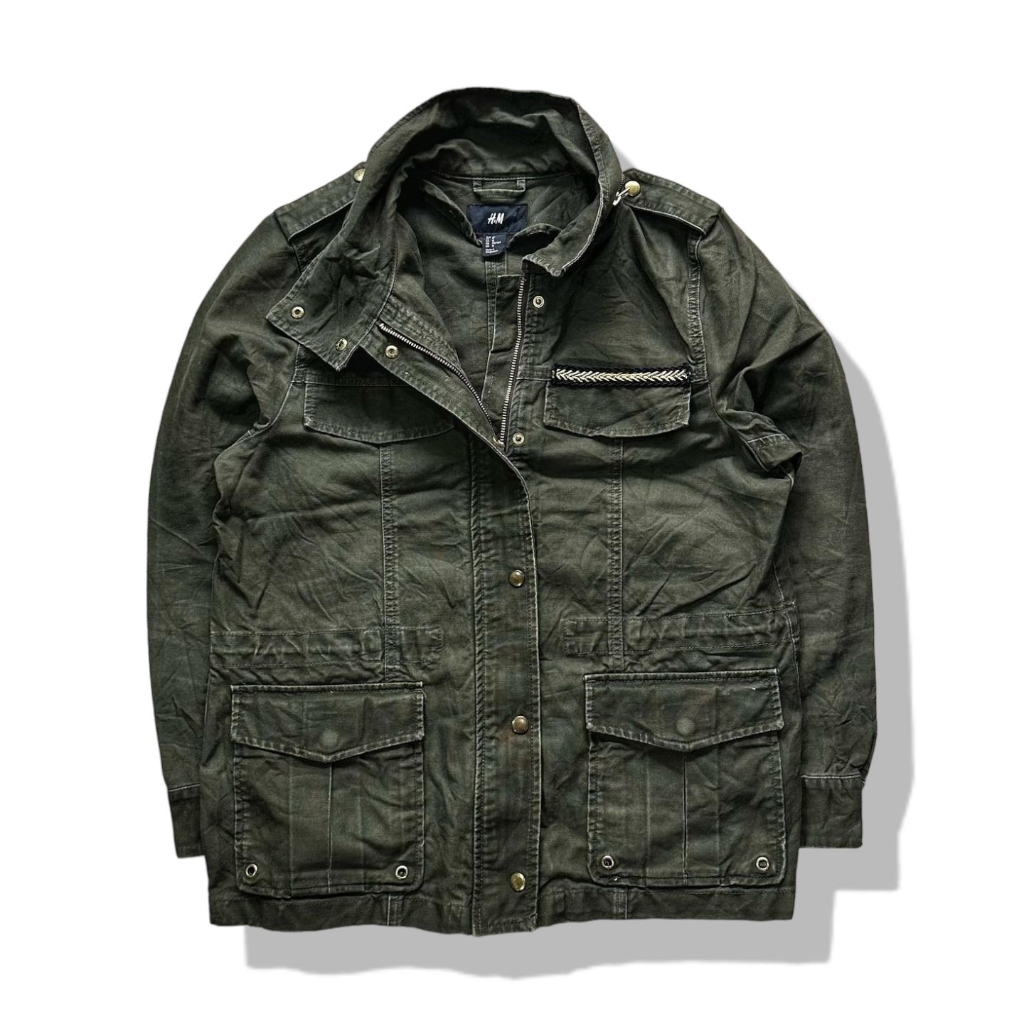 H&M Olive Green Military Jacket รอบอก 41”