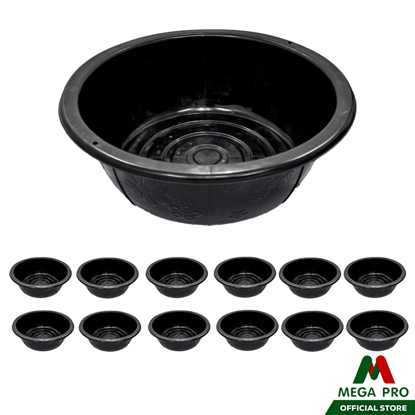 Megapro – (ยกโหล 12 ใบ) Luckyware กะละมังสีดำ รุ่นV5042B กะละมังพลาสติก ขนาด 43*17 ซม. – โปรปัง
