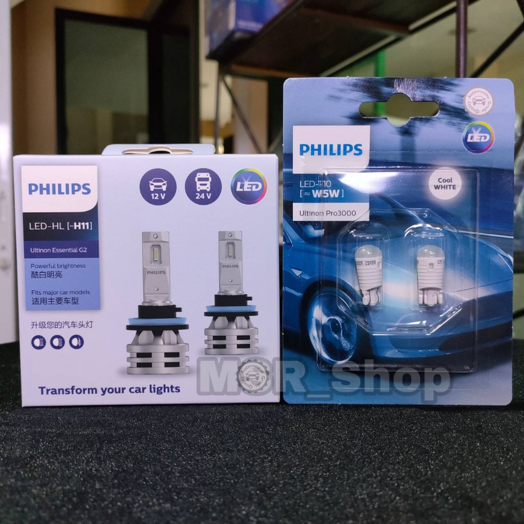 Philips หลอดไฟหน้ารถยนต์ Ultinon Essential LED+150% Gen2 6500K (12/24V) H11 แถมฟรี Philips LED T10 6000K จัดส่ง ฟรี
