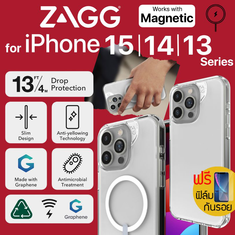 (ส่งทันที มีของแถม) เคส ZAGG GEAR4 Crystal Palace / Santa Cruz / Snap สำหรับ iPhone 15 / 14 / 13 / P