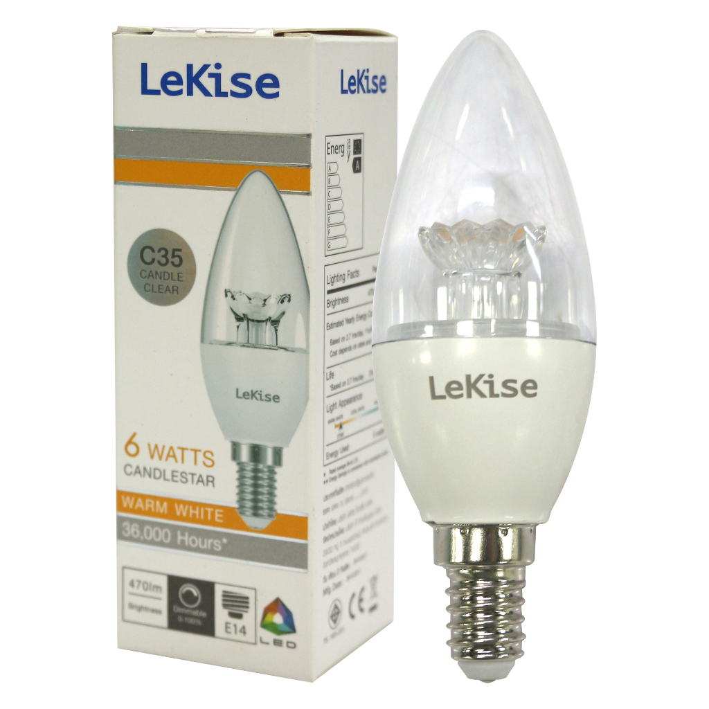 หลอด LED จำปา ใส LEKISE 6W วอร์มไวท์