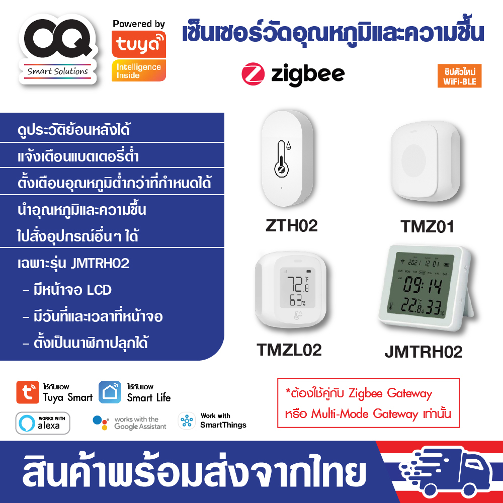 Tuya Zigbee Temperature and Humidity Sensor with LCD JMTRH02 & ZTH02 เซ็นเซอร์วัดอุณหภูมิและความชื้น