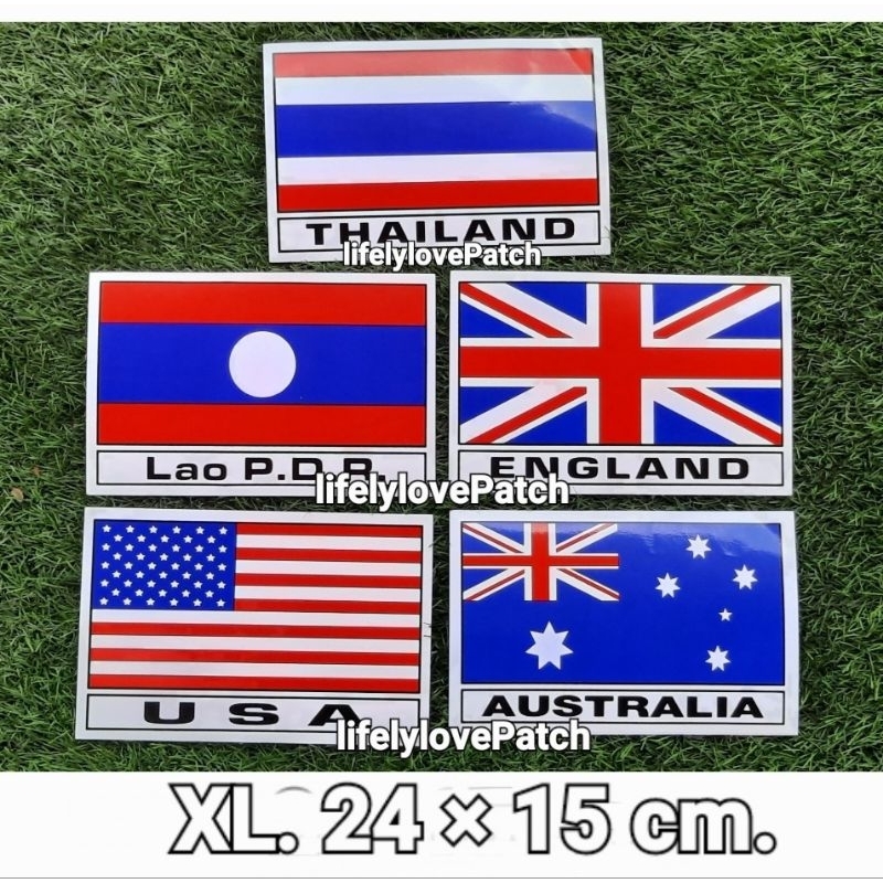 สติ้กเกอร์ธงติดรถ sticker Laos Australia Thai Uk สติ้กเกอร์ธง ธงชาติ ไทย ลาว ออสเตรเลีย อังกฤษ Uk สต