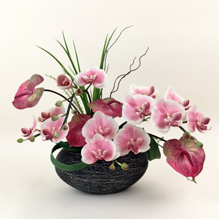 กระถางดอกไม้ปลอม ดอกไม้ปลอมตกแต่งเคาน์เตอร์ ดอกไม้พร้อมกระถา…