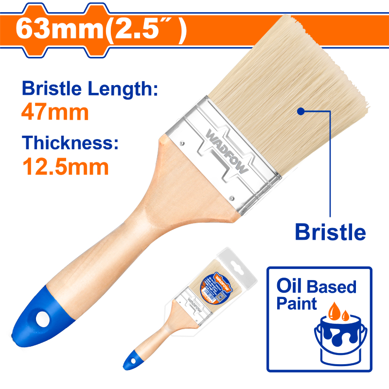 แปรงทาสี ด้ามไม้ สำหรับสีน้ำมัน WADFOW 2.5" WPB2925