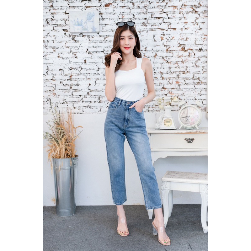 Boy Slim Jeans I กางเกงยีนส์ทรงบอยสลิม ขากระบอก ทรงตรง ทรงสวย ผ้าไม่ยืด ใส่สบาย ส่งเร็ว #208
