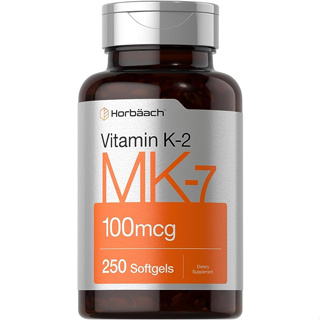 Horbaach Vitamin K2 100 mcg 250 Capsules บำรุงกระดูก ดูดซึมแคลเซียม ลดการอักเสบ ลดความเสี่ยงโรคหลอดเลือดหัวใจ