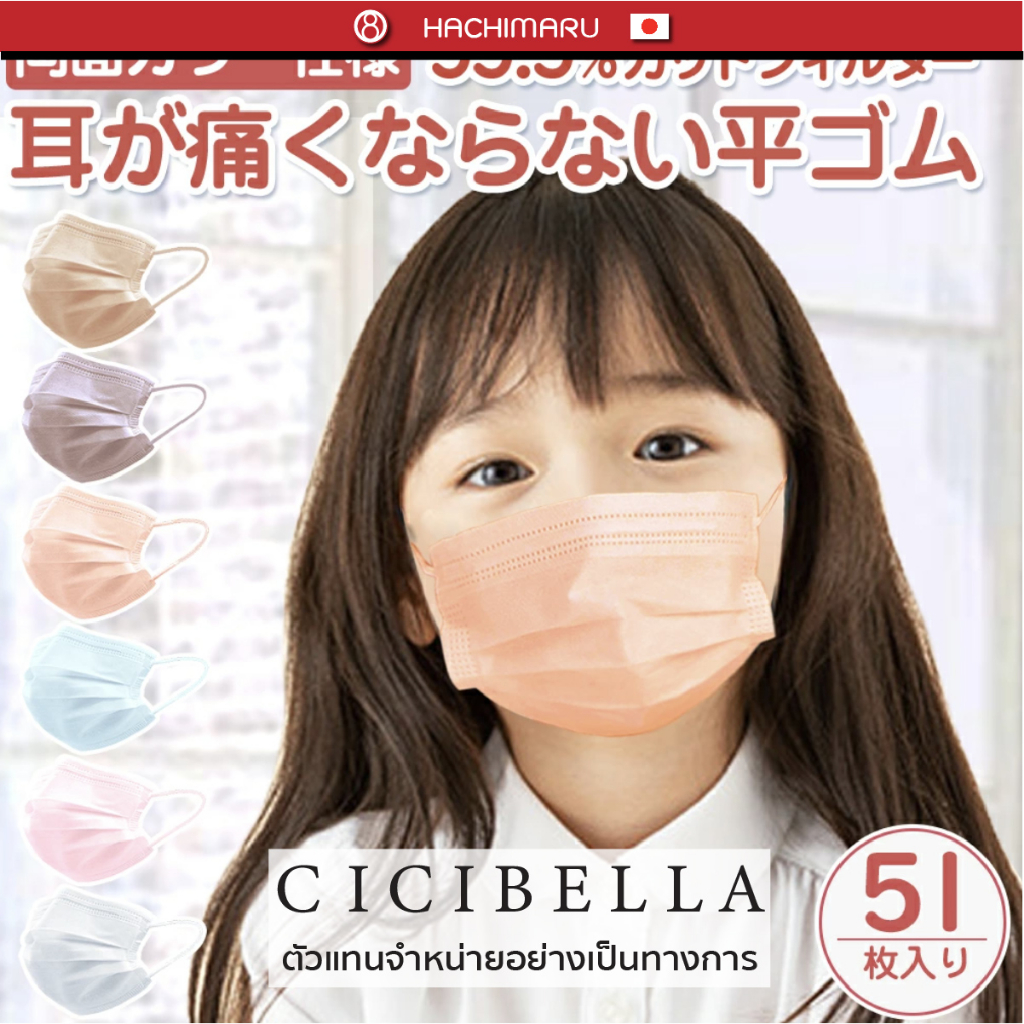 หน้ากากอนามัยเด็ก Cicibella Soft Comfortable Kids Mask นำเข้าจากประเทศญี่ปุ่น [Yawaraka Mask]
