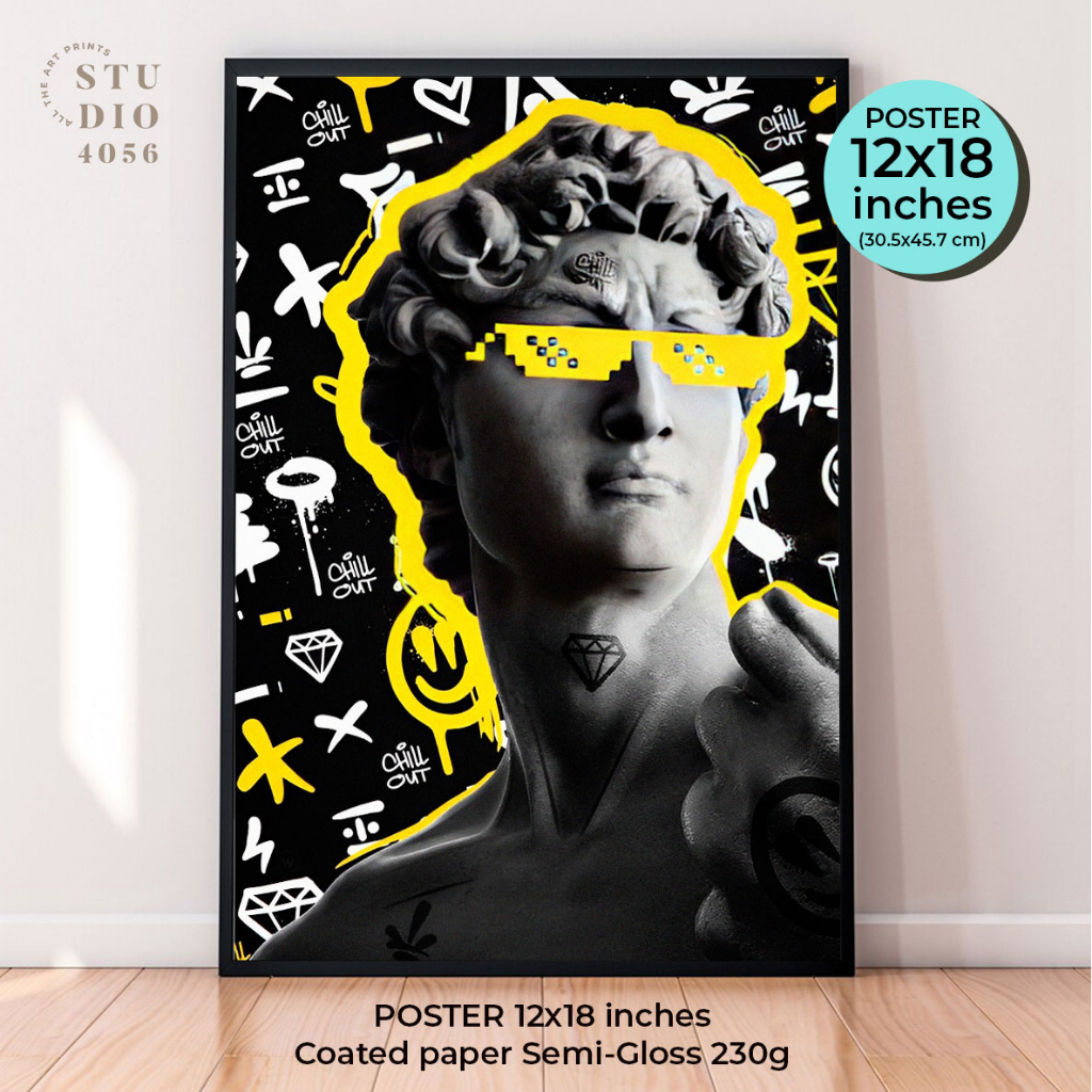 David POP ART Poster / Michelangelo's David pop art poster  12x18 inches Unframed!