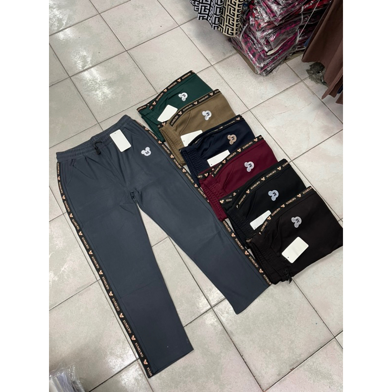 กางเกงขายาวไซส์ใหญ่ 6XL ผ้าเกาหลีตัวผ้ายืดเยอะใส่สวยใส่เทห์ใส่สบายมีกระเป๋าเอวยางยืดแต่งแถบด้านข้าง