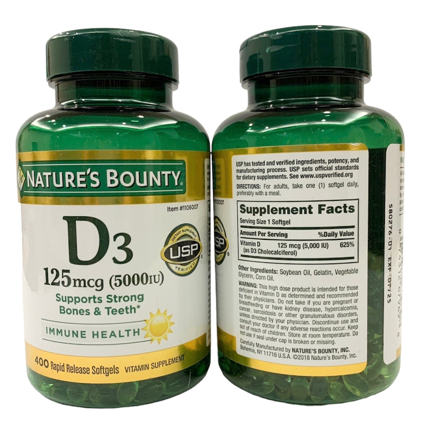Exp.03/2027 Nature's Bounty D3 125 mcg 400 เม็ด