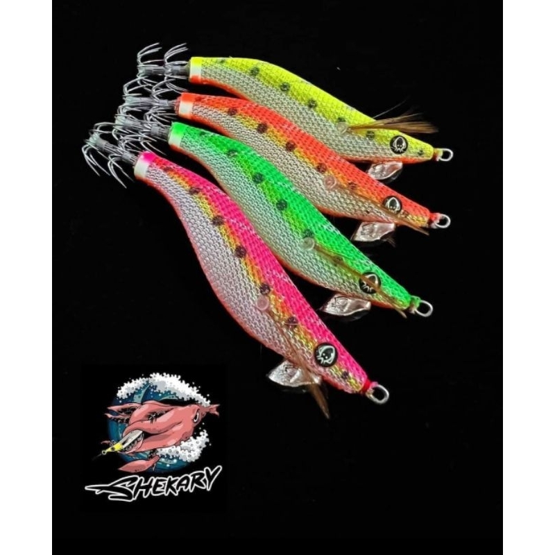 โยกุ้งตกหมึก Shekary สีใหม่ Egi man worm jacket