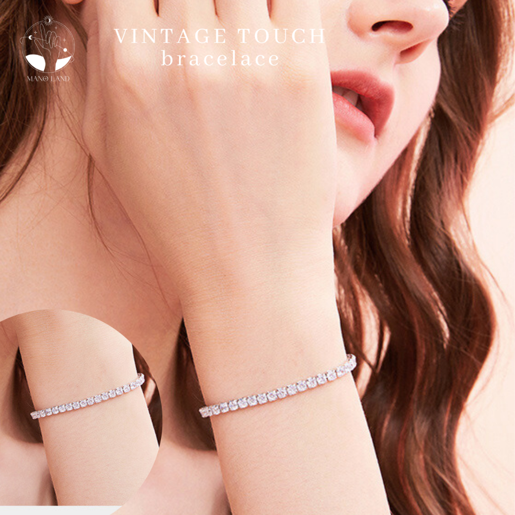 MNL💗vintage touch สร้อยข้อมือเพชรแถว สไตล์วินเทจ หรูหรา กำไลแฟชั่น เครื่องประดับเงินแท้ ผู้หญิง ไม่ลอกดำ ของขวัญ วันเกิด