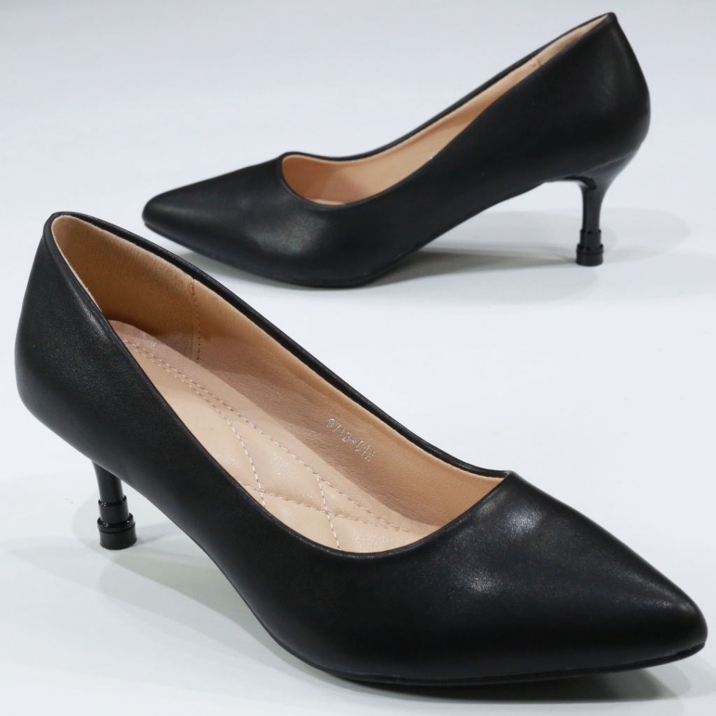 9713-C1A  รองเท้าคัทชูหัวแหลมส้น2.5" หนังนิ่มpu FAIRY