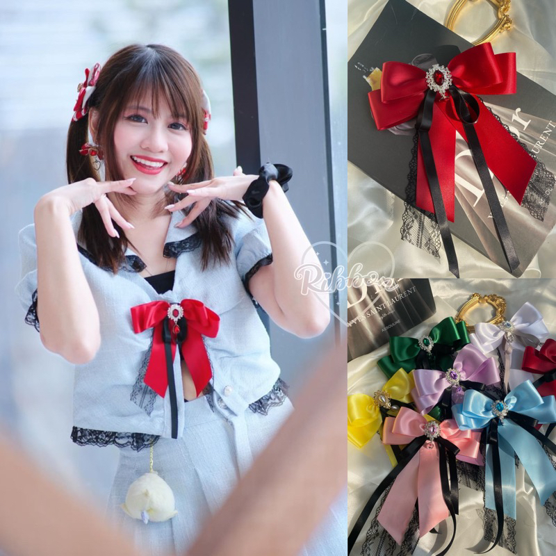 พร้อมส่ง! โบว์ติดคอเสื้อ ติดเเท่งไฟ ติดผม งานHandmade ของร้าน Ribbon Style Idol ลูกค้าเลือกจี้ได้🌟