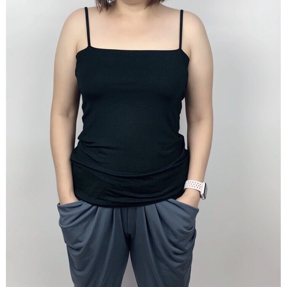 ( ผ้าร่อง / ตัดเต็ม ไซส์ L )  สายเดี่ยวคอตรง ตัดตรงเต็มตัว แบรนด์ CHOTYSHOP สินค้าผลิตในไทย  QBA.C