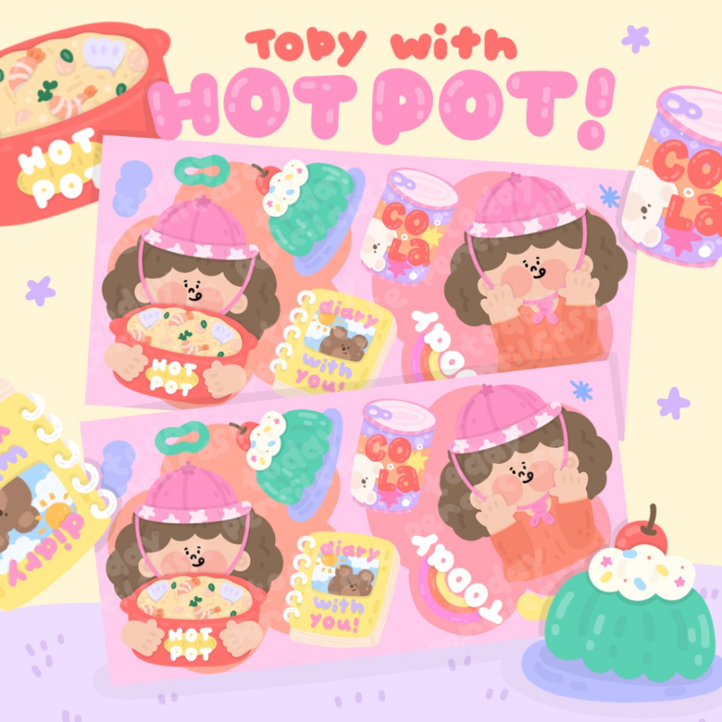 📒 today สติ๊กเกอร์ toby with HOTPOT  sticker🫕🥢