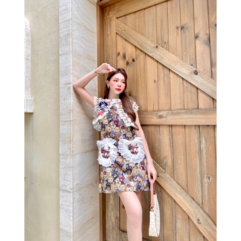 CHALITA (CLT BRAND) 🐻‍❄️เดรสผ้าทอหมี